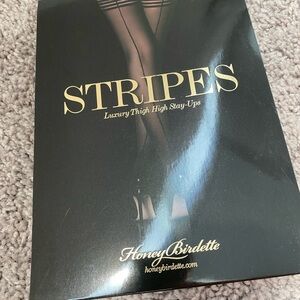 Honey Birdette Black Stripes Thigh High Stay-Ups